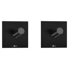 Комплект самозалепващи закачалки за кърпи Duplo - Неръждаема стомана, черни, мат, 2 броя