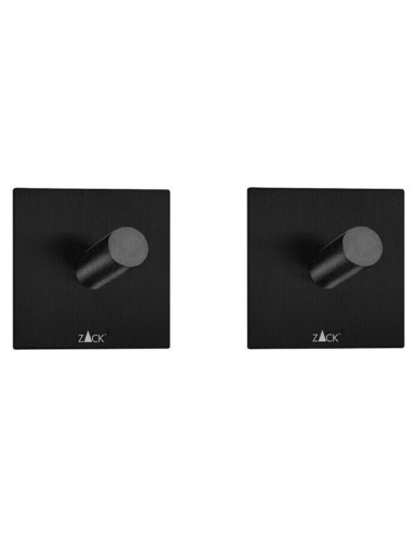 Комплект самозалепващи закачалки за кърпи Duplo - Неръждаема стомана, черни, мат, 2 броя