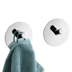 Комплект самозалепващи закачалки за кърпи Duplo - Неръждаема стомана, сребристи, 2 броя