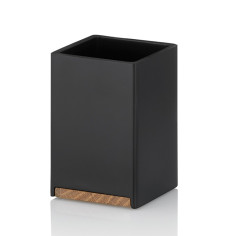 Чаша за баня “Cube“ - черна с дървен елемент - KELA