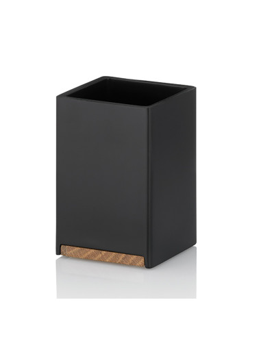 Чаша за баня “Cube“ - черна с дървен елемент - KELA