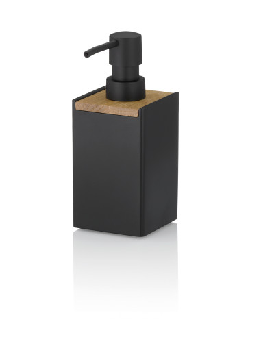Диспенсър за течен сапун “Cube“ - черна с дървен елемент - 300 мл. - KELA