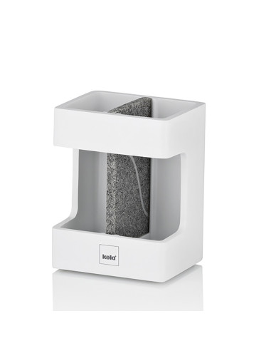 Поставка за четки за зъби “Cube“ - бяла с елемент във вид на камък - KELA
