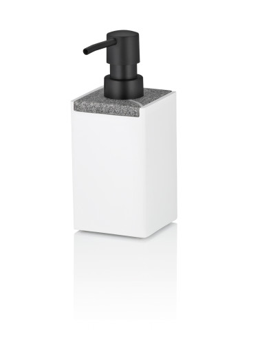 Диспенсър за течен сапун “Cube“ - бял с елемент във вид на камък - 300 мл. - KELA