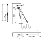Амортисьор за мебелна врата Indaux - До 15 кг, 277 мм, сив