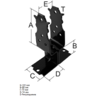 Двойна подпора за подов монтаж - Регулируема, U-профил декоративен, черна