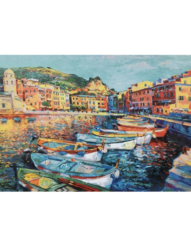Картина Рибарски лодки - 50х70 см, с маслени бои