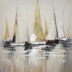 Imagén: Картина Златисти лодки - 35х35 см, с маслени бои