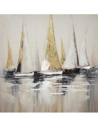 Картина Златисти лодки - 35х35 см, с маслени бои