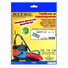 Торбички за прахосмукачка Nitec Т440 - Подходящи за прахосмукачки Shop Vac, 2 броя, 2 микрофилтъра