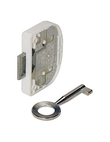 Мебелна заключалка - Отворът за ключа се намира на 20 мм от ръба, бяла