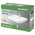 Комплект керамичен умивалник Geberit Renova Plan Set - Със смесител, сифон и вентили, 60х48 см, полиран