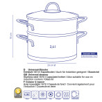 Тенджера с приставка за готвене на пара и капак “Cailin“ - Ø 20 см. - 2,5 л.
