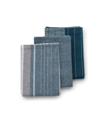 Комплект от 3 бр. домакински кърпи за съдове “Pasado“ - 65х45 см - тъмно сини