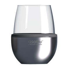 Чаша с термоизолираща основа “WINE KUZIE“ - цвят сребрист