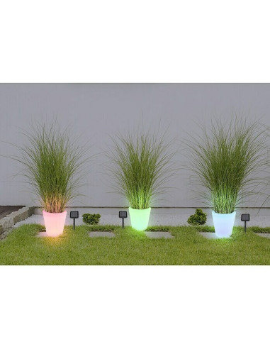 LED соларна светеща ваза Globo - 4x0,1 W, 3000 К, 27х29 см, IP44, RGB, бяла