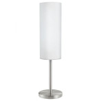 Настолна лампа Eglo Troy 85981 - 1xЕ27, ØхВ 10,5х46 см, цвят бяла сатен, никел мат