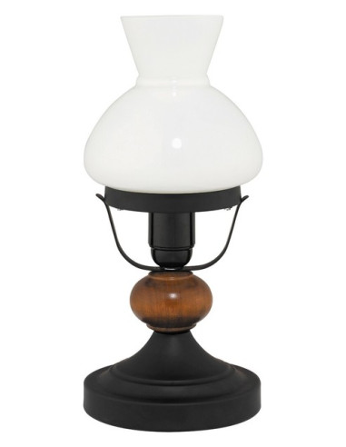 Настолна лампа Rabalux Petronel - 1х60 W, 1хЕ27, IP20, ØхВ 17х35 см, опалово стъкло, черна