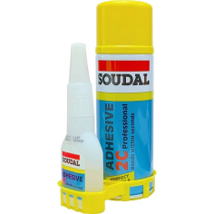 Двукомпонентно моментно лепило Soudal 2C Professional Adhesive - 100 г и спрей активатор 400 г