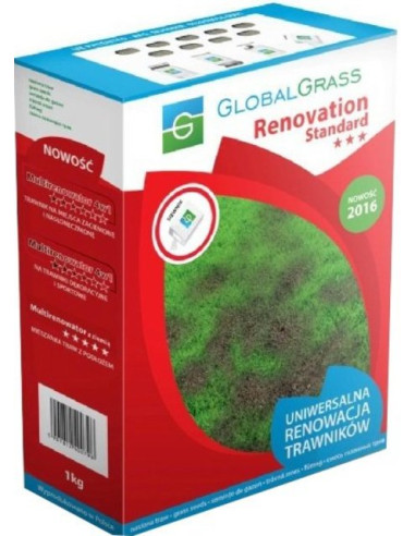 Тревна смеска Global Grass Renovation Standard - 1 кг, за възстановяване на тревни площи