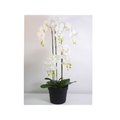 Изкуствена орхидея IRA Commerce - Височина 115 см, в кашпа, бяла