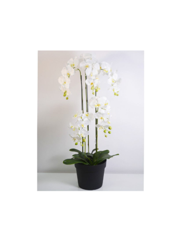 Изкуствена орхидея IRA Commerce - Височина 115 см, в кашпа, бяла