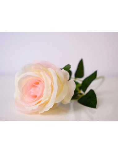 Изкуствена роза IRA Commerce - Височина 50 см, бяло-розова