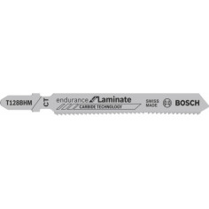 Нож за прободен трион Bosch T 128 BHM Endurance for Laminate - Дължина 92 мм, стъпка на зъбите 1,8 мм, 3 броя