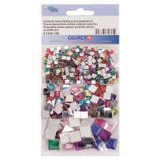 Цветни камъни Glorex - 450 броя, квадратни