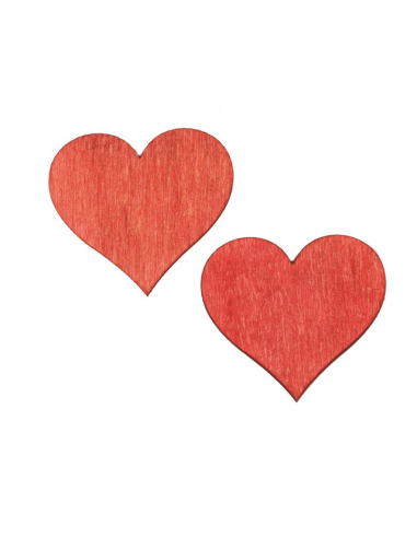Дървени сърца Glorex - ДхШ 4х0,3 см, 12 броя, червени