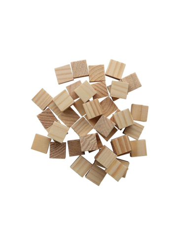 Дървени кубчета Glorex - ДхШхВ 1,5х1,5х1,5 см, 42 броя, натюр