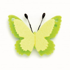 Пеперуда от филц Glorex - ДхШхВ 4x3х0,4 см, 6 броя, жълто-зелена