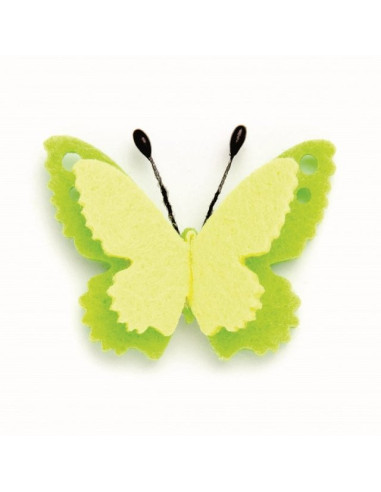 Пеперуда от филц Glorex - ДхШхВ 4x3х0,4 см, 6 броя, жълто-зелена