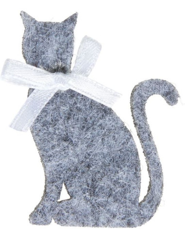 Котка от филц Glorex - ДхШхВ 5x3,7х0,3 см, 6 броя, сива