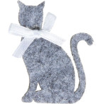 Котка от филц Glorex - ДхШхВ 5x3,7х0,3 см, 6 броя, сива