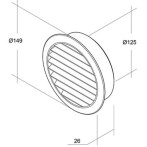 Декоративна решетка Air Circle, бяла, Ø125 мм -