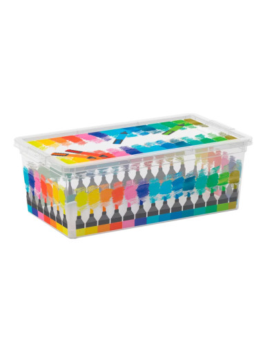 Пластмасова кутия за съхранение XS Colours Arty - 33,5x19x12 см, 6 л, с капак