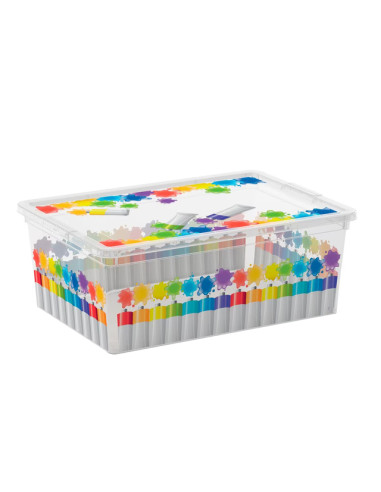 Пластмасова кутия за съхранение S Colours Arty - 37x26x14 см, 11 л, с капак