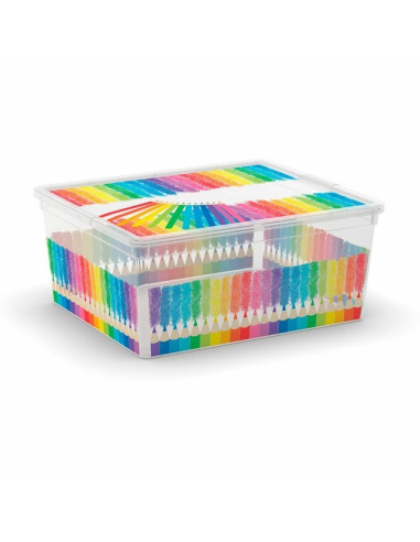Пластмасова кутия за съхранение M Colours Arty - 40x34x17 см, 18 л, с капак