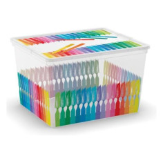 Пластмасова кутия за съхранение L Colours Arty - 40x34x25 см, 27 л, с капак