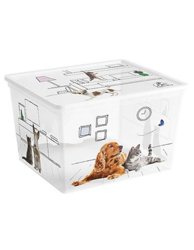 Пластмасова кутия за съхранение L Pets Collection - 40x34x25 см, 27 л, с капак