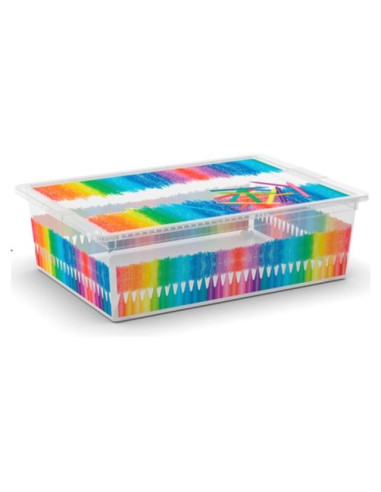 Пластмасова кутия за съхранение L Colours Arty - 55x38,5x16,5 см, 27 л, с капак
