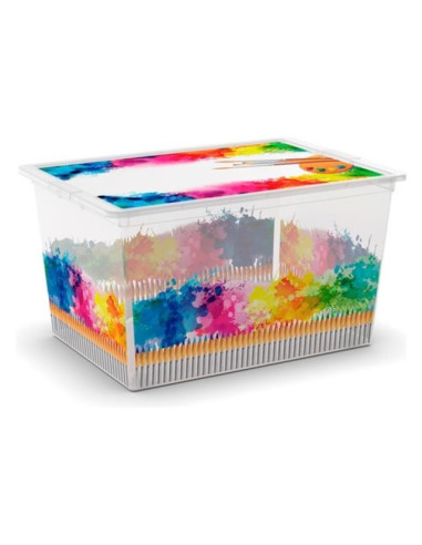 Пластмасова кутия за съхранение XL Colours Arty - 55x38,5x30,5 см, 50 л, с капак