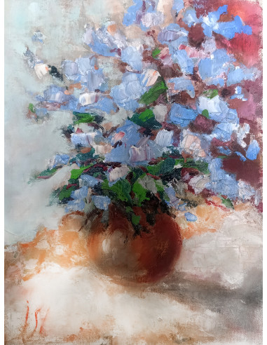 Сини цветя - 26/34 см - маслена картина, автор Ивайло Стоянов