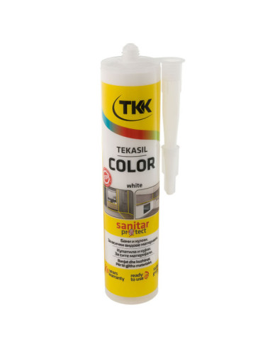 Цветен санитарен силикон TKK Tekasil - 300 мл, бял