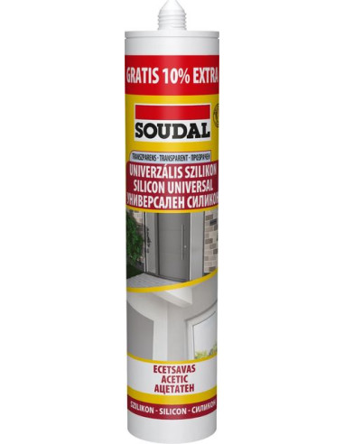 Универсален силикон Soudal - 310 мл, гратис 10 %, прозрачен