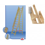 Права подвижна дървена стълба FLEXIBO, прилепваща към стената
