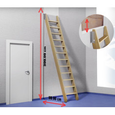 Imagén: Допълнителен парапет за права подвижна дървена стълба FLEXIBO, прилепваща към стената