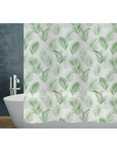 Завеса за баня Diaqua Palmito - 180x200 см, бяло-зелена
