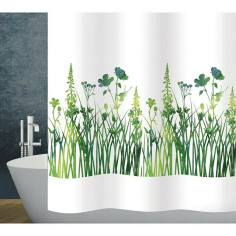 Текстилна завеса за баня Diaqua Joya - 120x200 см, бяло-зелена